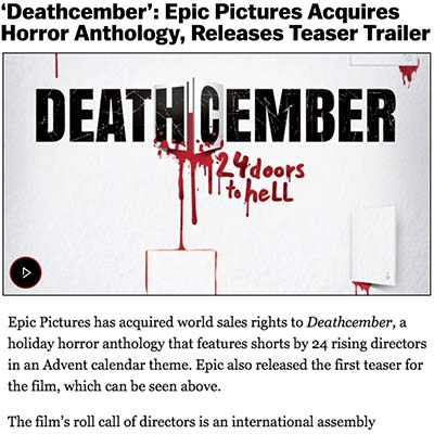 ‘Deathcember’: Epic Pictures Acquires Horror Anthology, Releases Teaser Trailer